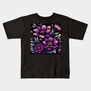 Pink Floral Illustration Kids T-Shirt